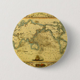 Badge Rond 5 Cm Carte du monde antique