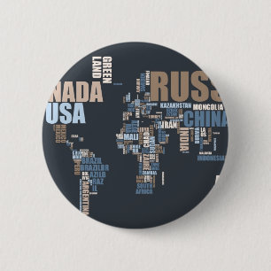 Badge Rond 5 Cm Carte du monde dans les mots