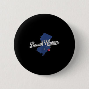 Badge Rond 5 Cm Carte du New Jersey Beach Haven