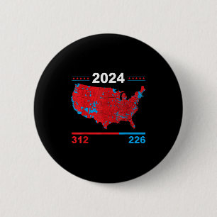 Badge Rond 5 Cm Carte électorale Trump 312 Red Résultats des élect