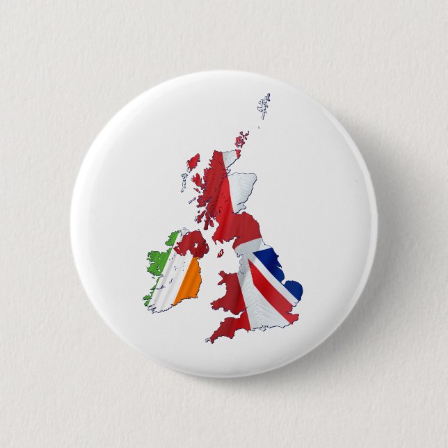 BADGE ROND 5 CM CARTE ET DRAPEAUX DES ÎLES BRITANNIQUES (Devant)