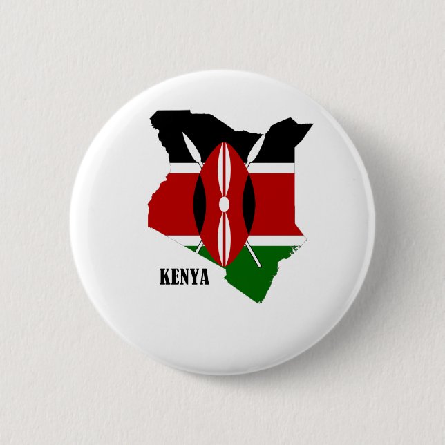Badge Rond 5 Cm Carte kenyane et drapeau (Devant)