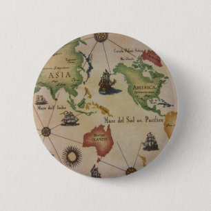 Badge Rond 5 Cm Carte mondiale Pacifique