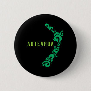 Badge Rond 5 Cm Carte Nouvelle-Zélande Aotearoa Nouvelle-Zélande