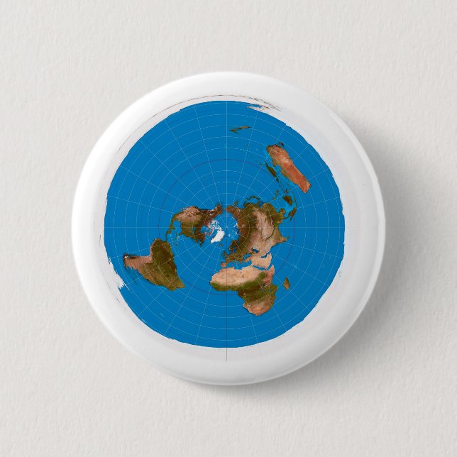 Badge Rond 5 Cm Carte plate de la terre - projection équidistante (Devant)