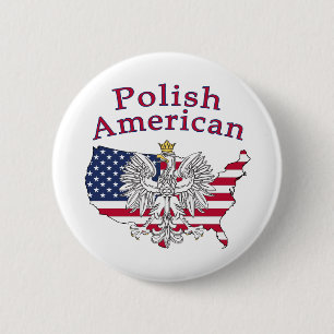 Badge Rond 5 Cm Carte polonaise américaine