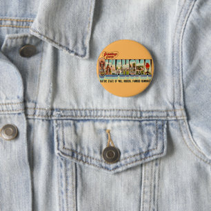 Badge Rond 5 Cm Carte postale de salutation vintage Oklahoma