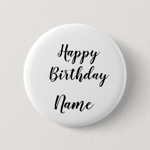 Badge Rond 5 Cm carte simple minimale joyeux anniversaire ajoutez
