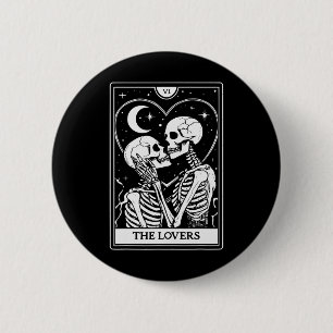 Badge Rond 5 Cm Carte Tarot Lovers - Skeletons Kissing - Hallow