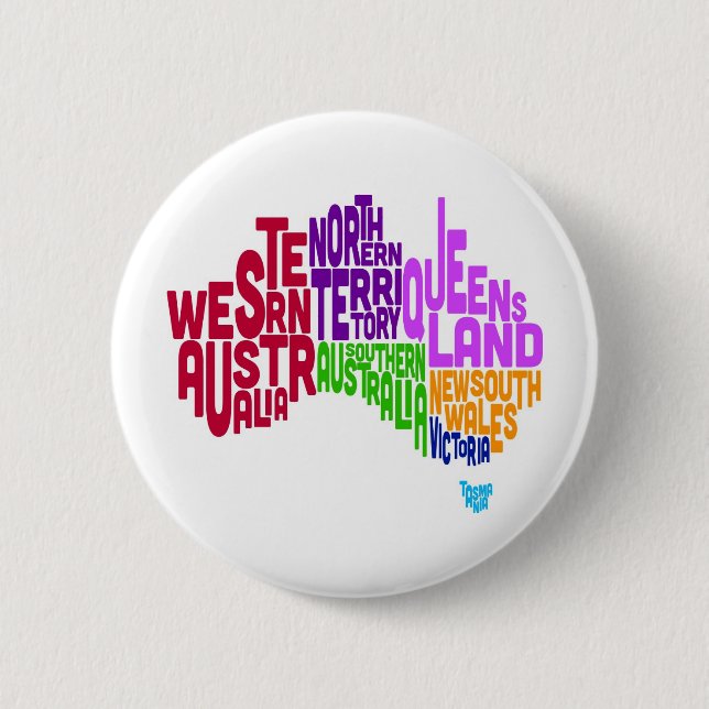 Badge Rond 5 Cm Carte texte typographique Australie (Devant)