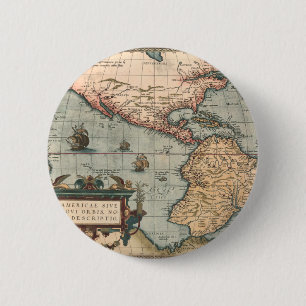 Badge Rond 5 Cm Carte vintage de l'Amérique du Nord