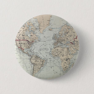Badge Rond 5 Cm Carte vintage du monde (1875)