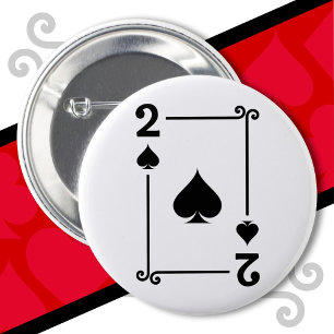 Badge Rond 5 Cm Cartes de jeu Costume 2 pique carte deux cartes