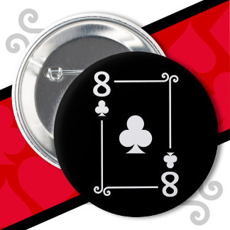 Badge Rond 5 Cm Cartes de jeu Costume 8 Clubs Carte Huit Carte