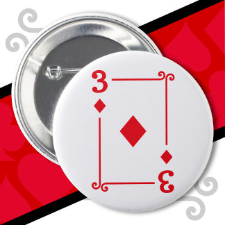 Badge Rond 5 Cm Cartes de jeu Costume trois carte 3 de diamants