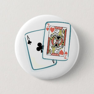 Badge Rond 5 Cm Cartes de poker Ace et Jack