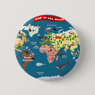 Badge Rond 5 Cm Cartes du monde pour des enfants
