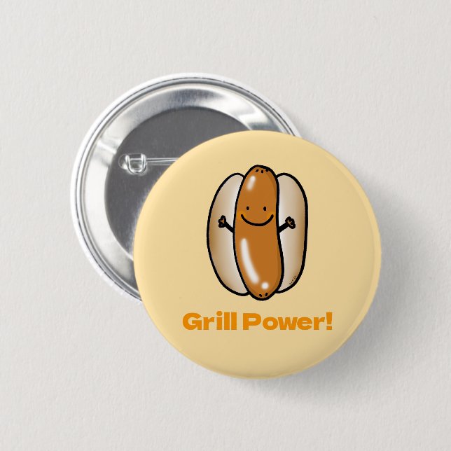 Badge Rond 5 Cm Carton de chien chaud grillant (Devant & derrière)