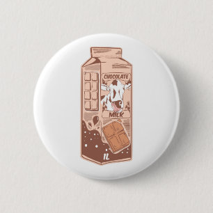 Badge Rond 5 Cm Carton de lait aromatisé au chocolat