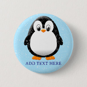 Badge Rond 5 Cm Carton en pingouin mignon hiver personnalisé