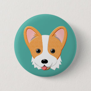 Badge Rond 5 Cm Cartoon Corgi
