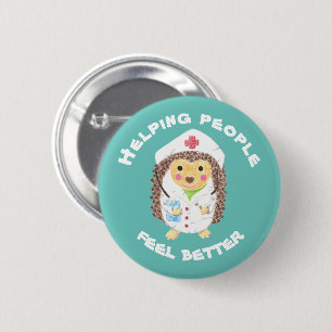 Badge Rond 5 Cm Cartoon hedgehog nurse button