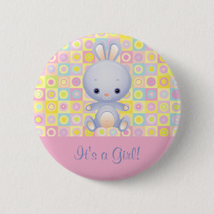 Badge Rond 5 Cm Cartoon Rabbit C'est une fille Faire-part de naiss