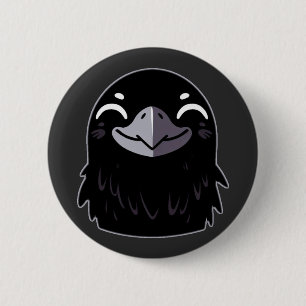 Badge Rond 5 Cm Cartoon Raven - Souriant