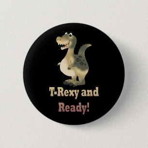 Badge Rond 5 Cm Cartoon T-Rexy et Ready Dino