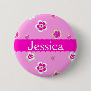 Badge Rond 5 Cm Cartouche florale personnalisée nommée