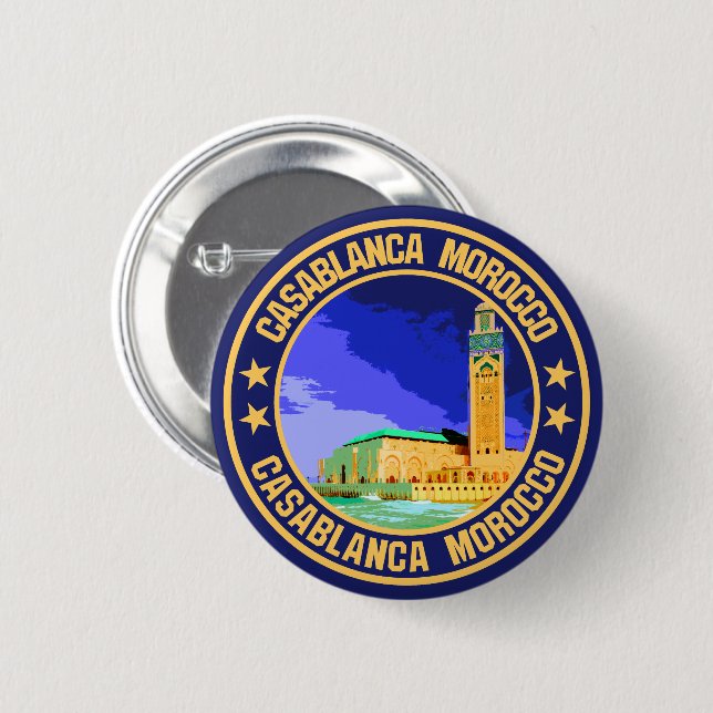 Badge Rond 5 Cm Casablanca Maroc (Devant & derrière)