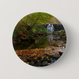 Badge Rond 5 Cm Cascade automnale et ruisseau Pennsylvanie