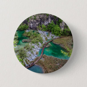 Badge Rond 5 Cm Cascade de cascade du parc des lacs Plitvice