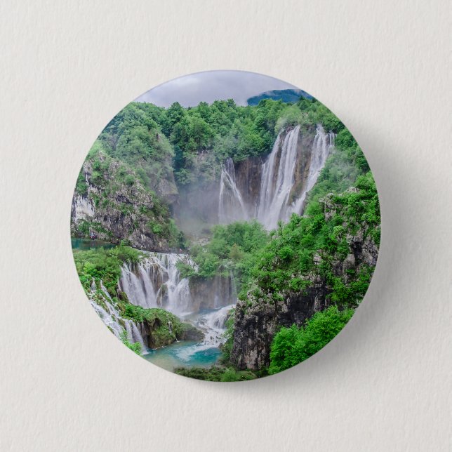 Badge Rond 5 Cm Cascade des lacs Plitvice (Devant)