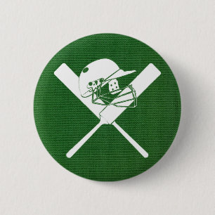 Badge Rond 5 Cm Casque de cricket et chauves-souris,