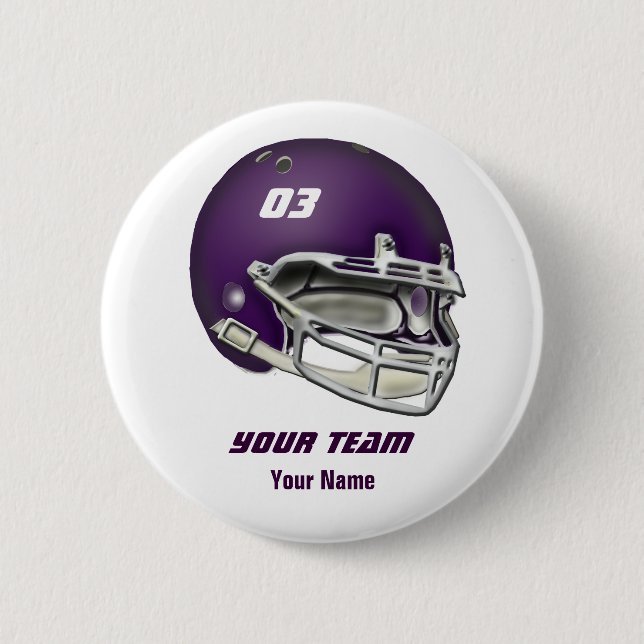 Badge Rond 5 Cm Casque de football de pourpre d'aubergine (Devant)