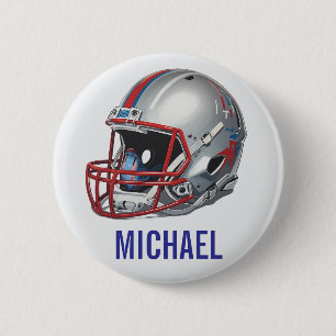 Badge Rond 5 Cm Casque de football motivationnel inspirant Nom