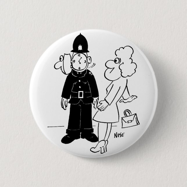 Badge Rond 5 Cm Casque de l'horloge du policier (Devant)