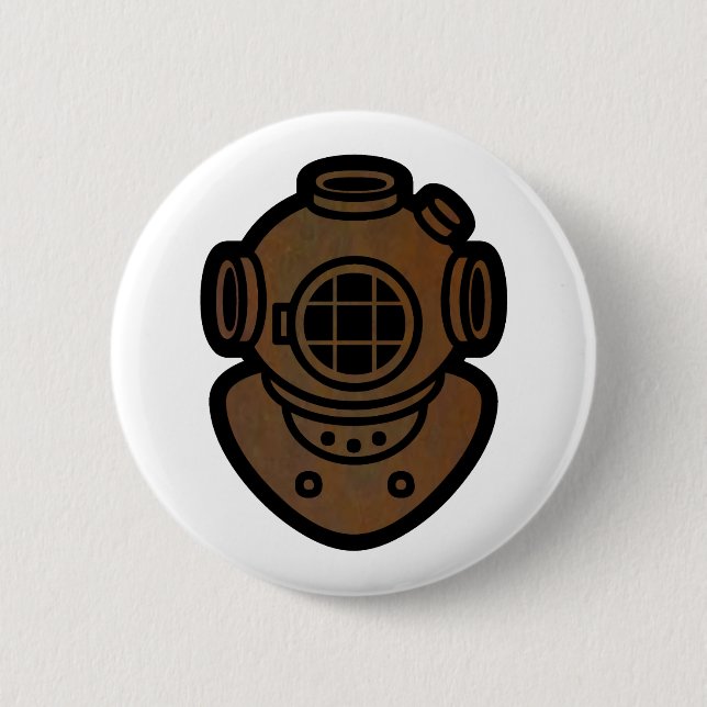 Badge Rond 5 Cm Casque en laiton de plongée (Devant)