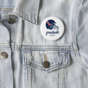 Badge Rond 5 Cm Casque Ole Miss Football   bleu foncé