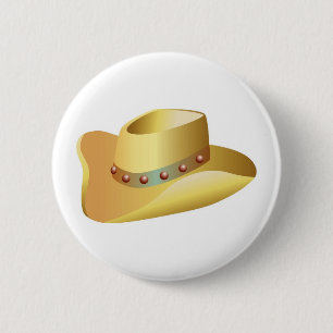 Badge Rond 5 Cm Casquette blanc Cowboy