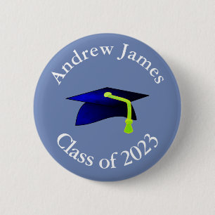 Badge Rond 5 Cm casquette bleue - classe 2019 - votre nom