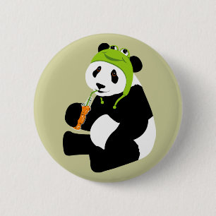 Badge Rond 5 Cm Casquette de grenouille de panda