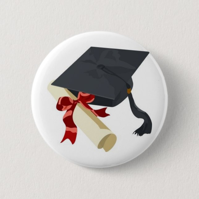 Badge Rond 5 Cm Casquette et diplôme d'obtention du diplôme (Devant)