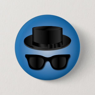 Badge Rond 5 Cm Casquette et verres de hippie