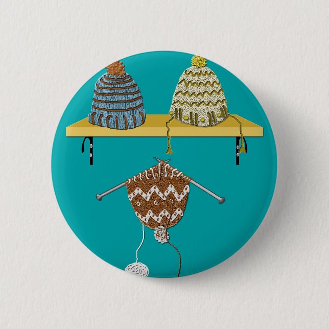 Badge Rond 5 Cm Casquettes de tricot pour Noël (Devant)