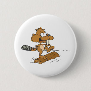 Badge Rond 5 Cm Castor drôle