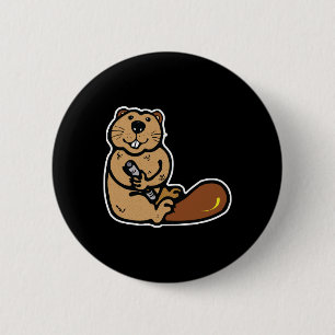 Badge Rond 5 Cm castor joyeux