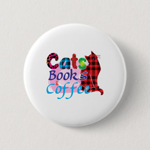 Badge Rond 5 Cm Cat Art Chats Livres Coffee_2