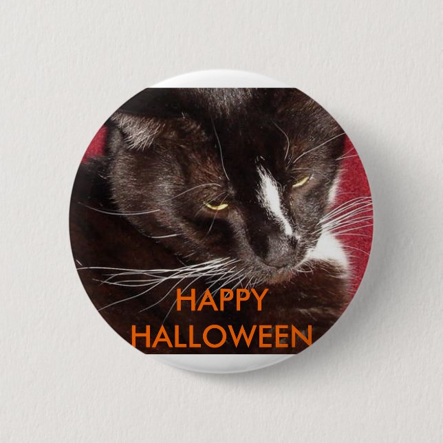 BADGE ROND 5 CM CAT DE HALLOWEEN (Devant)